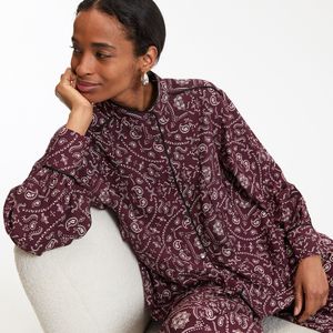 LA REDOUTE COLLECTIONS - Hemd - Bordeaux - Viscose - Opstaande Kraag - Kasjmierprint