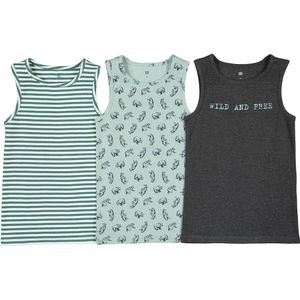 Set van 3 geribde singlets, berenprint LA REDOUTE COLLECTIONS. Katoen materiaal. Maten 10 jaar - 138 cm. Groen kleur