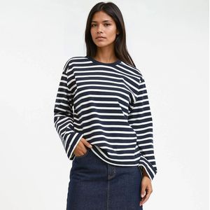 LA REDOUTE COLLECTIONS - Gestreept T-shirt - Blauw - Lange Mouwen - Ronde Hals - Katoen