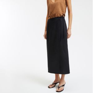 LA REDOUTE COLLECTIONS - Wikkelrok - Zwart - Linnen - Lange Rechte