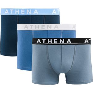 Set van 3 effen boxershorts Easy Color ATHENA. Katoen materiaal. Maten S. Blauw kleur