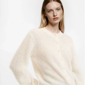 LA REDOUTE COLLECTIONS - Vest - Ivoor - Mix van Alpaca en Wol - Knoopsluiting