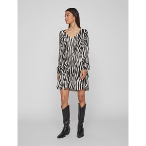 VILA - Korte Jurk - Zebraprint - Zwart/Wit - Viscose