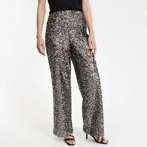 Wijde broek met pailletten LA REDOUTE COLLECTIONS. Polyester materiaal. Maten 34 FR - 32 EU. Grijs kleur