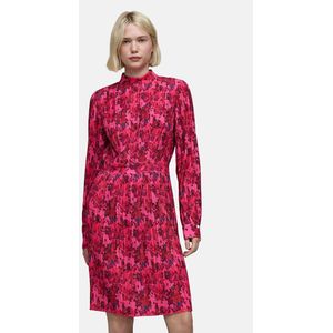 IKKS - Bedrukt Plissé Jurk - Roze - Polyester - Lange Mouwen
