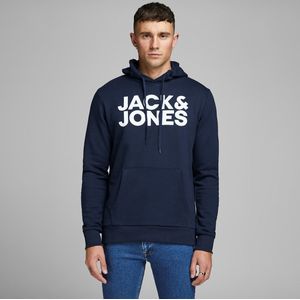 Hoodie Jjecorp Logo JACK & JONES. Polyester materiaal. Maten L. Blauw kleur