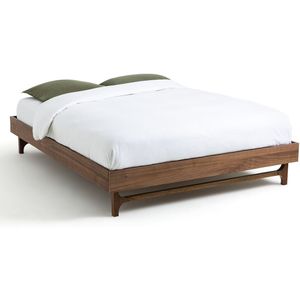 Vintage bed met beddenbodem, Larsen LA REDOUTE INTERIEURS. Donker hout materiaal. Maten 160 x 200 cm. Kastanje kleur