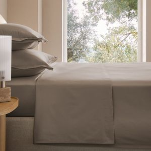 Galor - Plat Laken - Taupe - Katoensatijn - 100% Biologisch Katoen