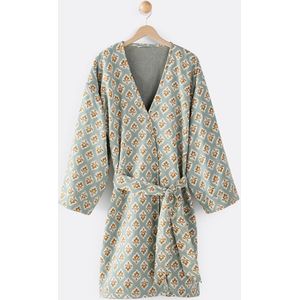 Cilou - Badjas - Kimono Model - Groene Fond - 100% Katoen