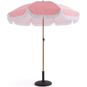 Gestreepte parasol met franjes, Britiz LA REDOUTE INTERIEURS. Polyester materiaal. Maten één maat. Rood kleur