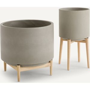 AM.PM - Florian - Bloempot op Poot - Grijs - Hevea en Cement