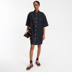 SARA LA REDOUTE COLLECTIONS - Losvallende Korte Jurk - Ruw Blauw - Katoen