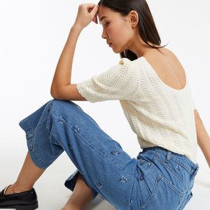 LA REDOUTE COLLECTIONS - Gebreide Trui - Ivoor - Katoen - Korte Mouwen