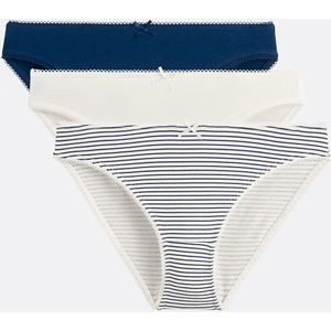 LA REDOUTE COLLECTIONS - Set van 3 Slips - Blauw - Stretch Katoen