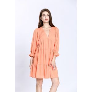 SEE U SOON - Jurk - Oranje - Viscose - Wijd Uitlopend - 3/4 Mouwen