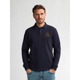 Poloshirt met lange mouwen, logo op de borst PETROL INDUSTRIES. Katoen materiaal. Maten L. Blauw kleur