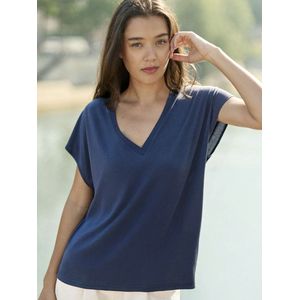 LA PETITE ETOILE - MARCELLINA - T-shirt - Blauw - V-hals - Korte Mouwen
