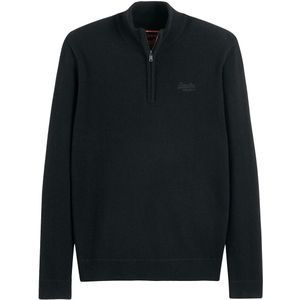 Trui met opstaande kraag met rits Essential SUPERDRY. Wol materiaal. Maten L. Zwart kleur