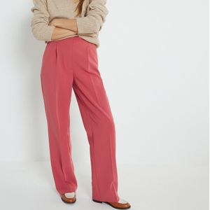 Wijde broek met plooien LA REDOUTE COLLECTIONS. Polyester materiaal. Maten 36 FR - 34 EU. Roze kleur