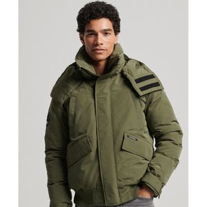 Warm bomberjasje met rits en kap Everest SUPERDRY. Polyester materiaal. Maten L. Groen kleur