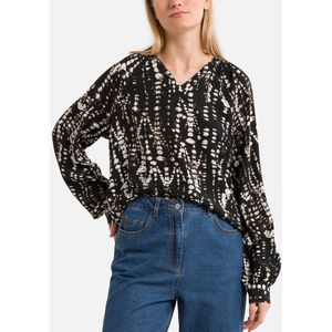 JDY - Bedrukte Blouse - Zwart - Lange Mouwen - Viscose