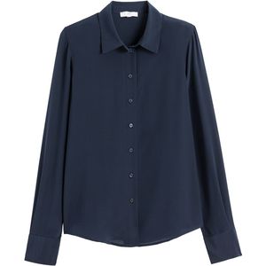 LA REDOUTE COLLECTIONS - Hemd - Marineblauw - Lange Mouwen - Zijde