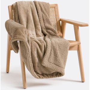 Maxine - Plaid - Beige - Fleece en Sherpa - 130 x 170 cm - 100% Gerecycled Polyester