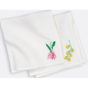 La Redoute Intérieurs - Faustine - Servetten - Wit - 100% Linnen - Set van 2