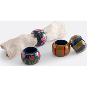 Halia - Set van 4 Ronde Servetringen - Multicolor - Mangohout
