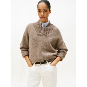 Wollen trui met gekruiste kraag TOMMY HILFIGER. Wol materiaal. Maten S/M. Kastanje kleur