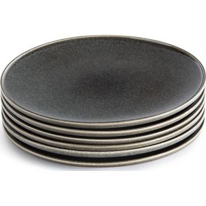 Set van 6 platte borden, in aardewerk, Onda LA REDOUTE INTERIEURS. Zandsteen materiaal. Maten één maat. Grijs kleur