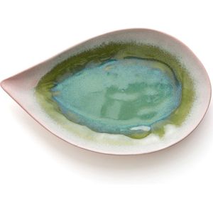 Schaal met organische vorm, in reactief geëmailleerd aardewerk, Stilla AM.PM. Zandsteen materiaal. Maten één maat. Blauw kleur