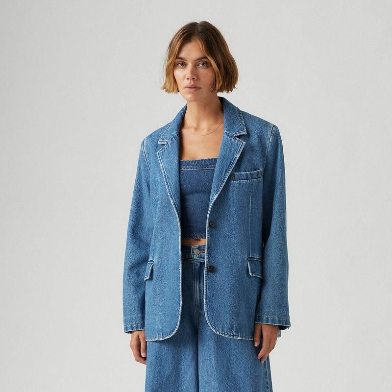 LEVI'S - Denim Colbert - Blauw - Katoen - Recht Model