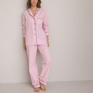 Pyjama effet chambray, Signature LA REDOUTE COLLECTIONS. Katoen materiaal. Maten 48 FR - 46 EU. Roze kleur