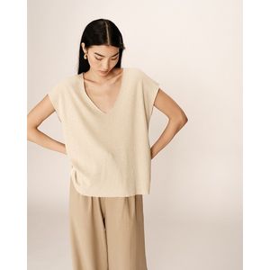 PACINO - Trui - Goudkleur - Polyester - Korte Mouwen - Glanzend Tricot