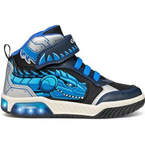 Ademende hoge sneakers met LED Inek GEOX. Polyurethaan materiaal. Maten 34. Blauw kleur