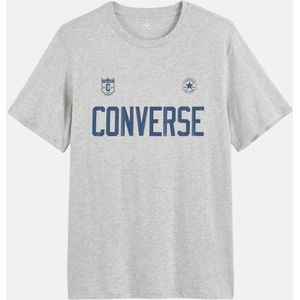 Converse - T-shirt - Mêleegrijs - Katoen - Korte Mouwen - Groot Voetballogo