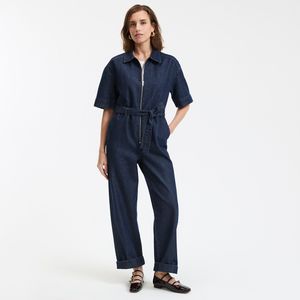 Jumpsuit in denim LA REDOUTE COLLECTIONS. Katoen materiaal. Maten 34 FR - 32 EU. Blauw kleur