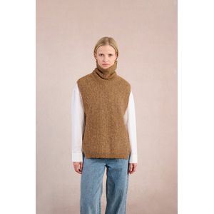 MOLLY BRACKEN - Mouwloze Trui - Kastanje - Rolkraag - Tricot