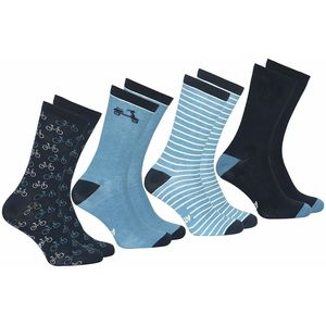 ATHENA - Kousen - Blauw - Set van 4 paar met Motief