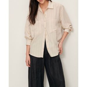 SESSÙN - SAN JUAN - Overhemd - Ecru - Gestreept met Knoopsluiting Achter