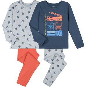 Set van 2 pyjama's met vrachtwagens print LA REDOUTE COLLECTIONS. Katoen materiaal. Maten 8 jaar - 126 cm. Blauw kleur