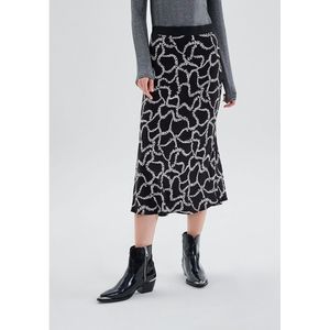 Bedrukte lange rok IKKS. Viscose materiaal. Maten 36 FR - 34 EU. Zwart kleur
