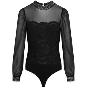 Body met lange mouwen in kant MORGAN. Viscose materiaal. Maten L. Zwart kleur