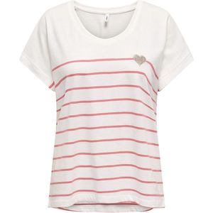 Only - ONLEMILY LIFE S/S HEART TOP CS - T-shirt - Cloud Dancer - 100% Katoen