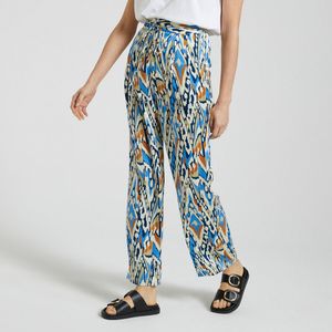 Bedrukte soepele broek SEE U SOON. Polyester materiaal. Maten 38 FR - 36 EU. Blauw kleur