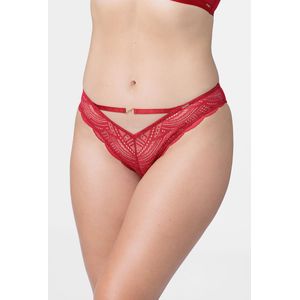 Braziliaanse slip in kant Noori DORINA. Kant materiaal. Maten XS. Rood kleur