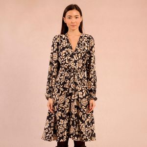 MOLLY BRACKEN - Wikkeljurk - Zwart - Bloemenprint - Viscose
