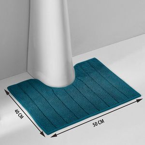 Badmatje voor rond WC/lavabo 1300g/m2, Zavara LA REDOUTE INTERIEURS.  materiaal. Maten 40 x 50 cm. Blauw kleur