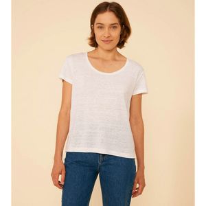 T-shirt in linnen, rechte snit PETIT BATEAU. Linnen materiaal. Maten M. Wit kleur